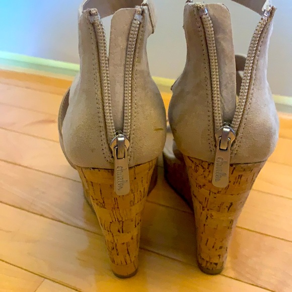 Nude Strapy Cork Wedges - Picture 2 of 5